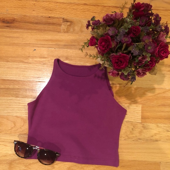 American Apparel Purple Sleeveless Crop Top - Picture 1 of 2